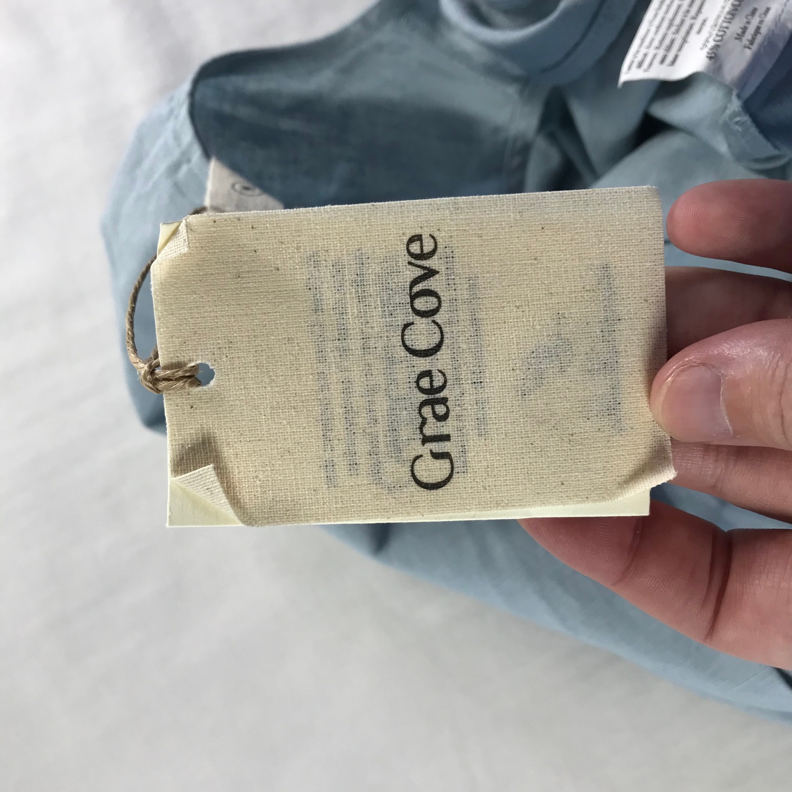 Grae Cove Light Blue Linen Cotton Wide Leg Button Front Jumpsuit Womens Sz M Nwt — image 8 of 8